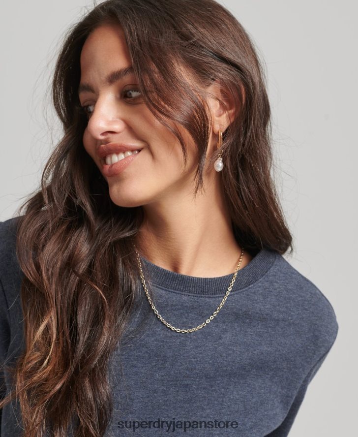 オーガニックコットン エッセンシャル ロゴ クルー スウェットシャツ 女性 Superdry 衣類 海軍 2J62PZ6114