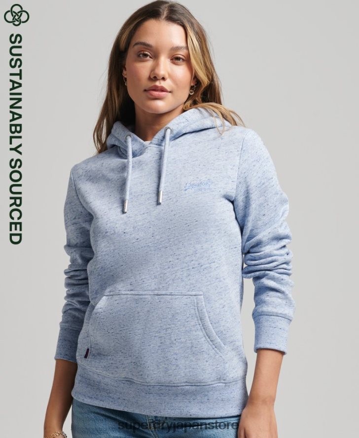 オーガニックコットン エッセンシャル ロゴ パーカー 女性 Superdry 衣類 ライトブルー 2J62PZ6117