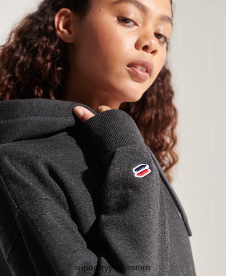 企業ロゴパーカー 女性 Superdry 衣類 濃い灰色 2J62PZ6125