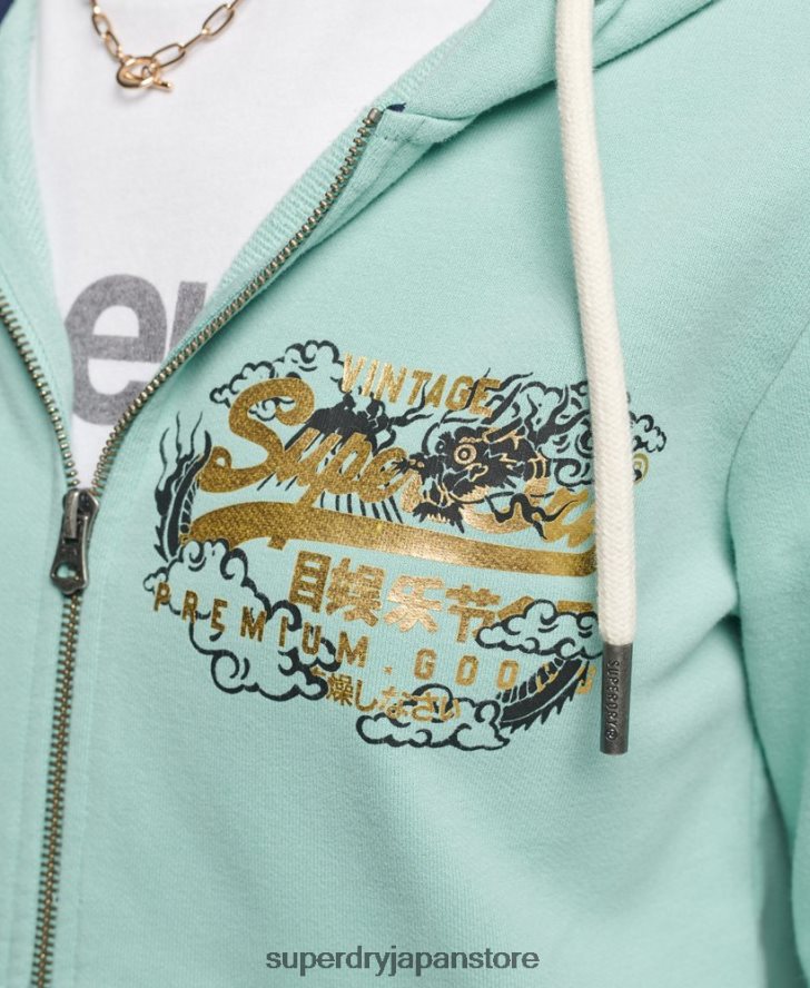 ヴィンテージロゴナラティブジップパーカー 女性 Superdry 衣類 ライトブルー 2J62PZ6127
