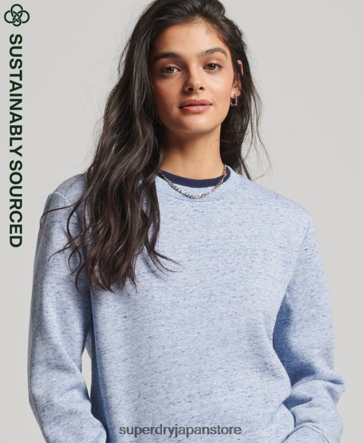 オーガニックコットン ヴィンテージ クルースウェットシャツ 女性 Superdry 衣類 ライトブルー 2J62PZ6128