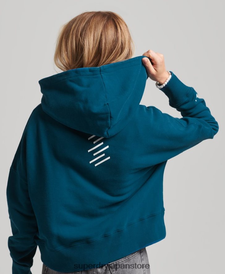 コードコアスポーツクロップボックスパーカー 女性 Superdry 衣類 青 2J62PZ6129