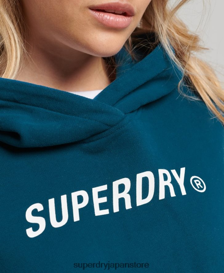 コードコアスポーツクロップボックスパーカー 女性 Superdry 衣類 青 2J62PZ6129