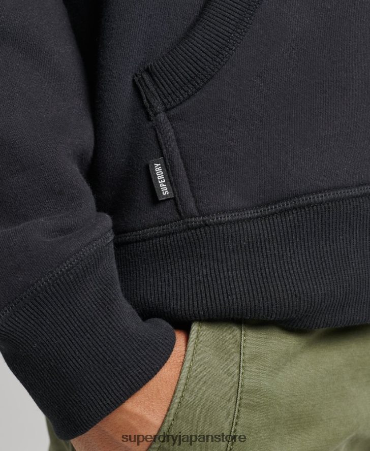 オーガニックコットン ヴィンテージロゴ刺繍ジップパーカー 男性 Superdry 衣類 黒 2J62PZ612