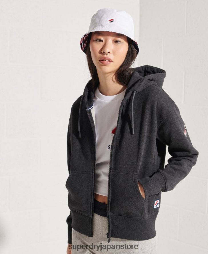 コードスポーツスタイルジップパーカー 女性 Superdry 衣類 濃い灰色 2J62PZ6131
