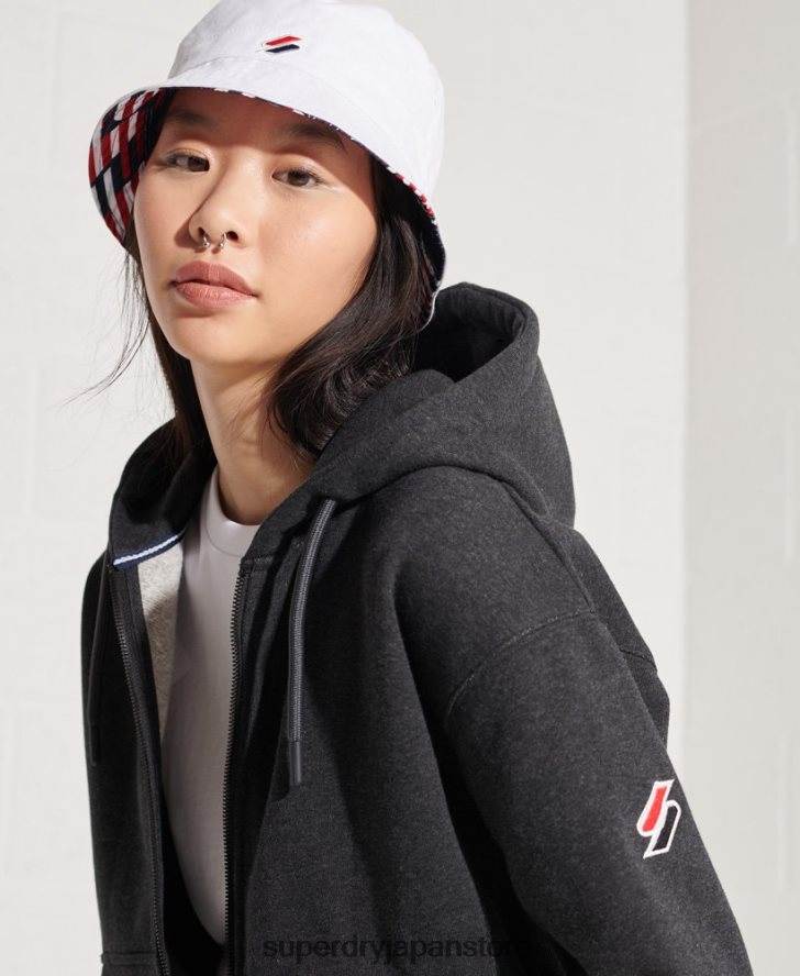 コードスポーツスタイルジップパーカー 女性 Superdry 衣類 濃い灰色 2J62PZ6131