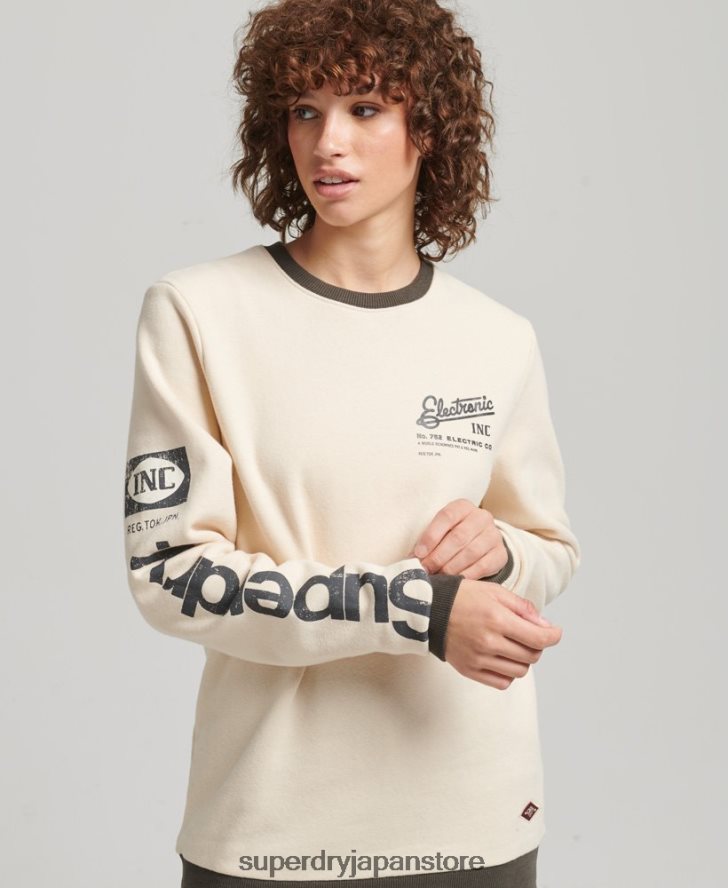 オーバーサイズ コアロゴ アメリカンクラシック スウェットシャツ 女性 Superdry 衣類 クリーム 2J62PZ6134