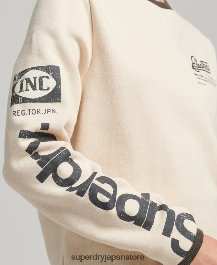 オーバーサイズ コアロゴ アメリカンクラシック スウェットシャツ 女性 Superdry 衣類 クリーム 2J62PZ6134