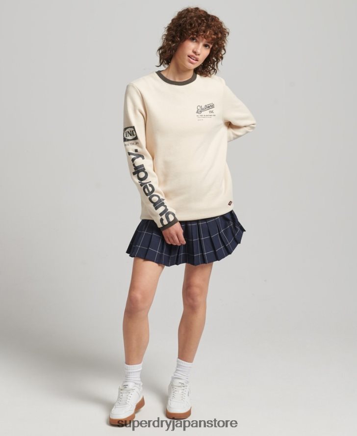オーバーサイズ コアロゴ アメリカンクラシック スウェットシャツ 女性 Superdry 衣類 クリーム 2J62PZ6134
