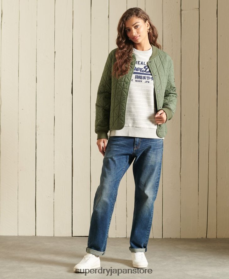 ヴィンテージ ロゴ ソース ストライプ クルー スウェットシャツ 女性 Superdry 衣類 グレー 2J62PZ6135