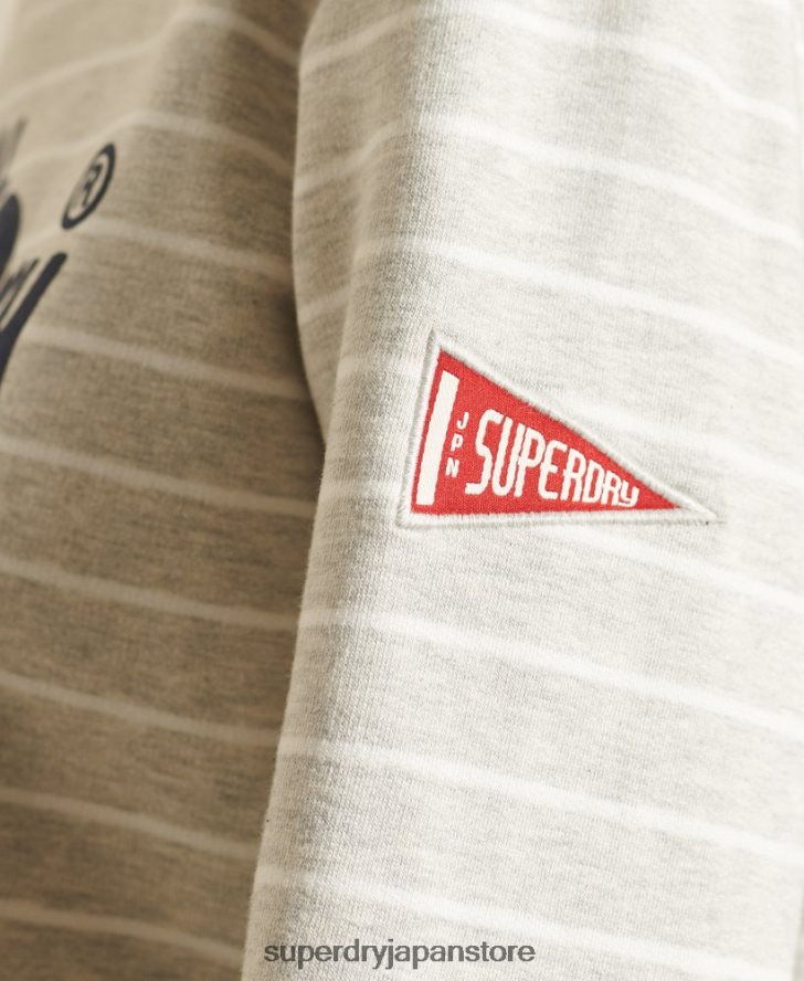 ヴィンテージ ロゴ ソース ストライプ クルー スウェットシャツ 女性 Superdry 衣類 グレー 2J62PZ6135