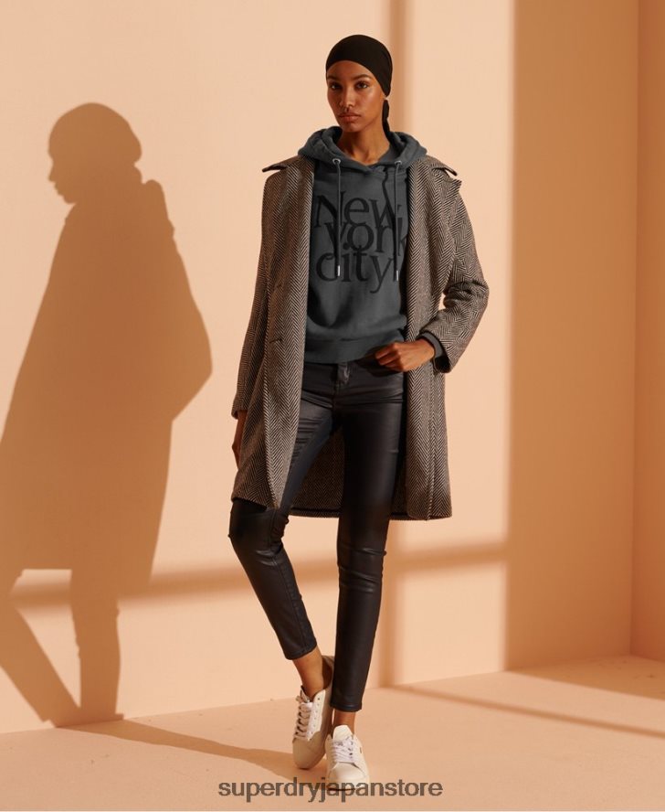 ニューヨークタイムズのクロップドパーカー 女性 Superdry 衣類 グレー 2J62PZ6136
