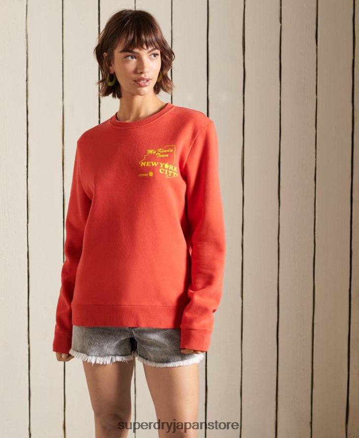 オーバーサイズのボヘミアン＆ロッククルースウェットシャツ 女性 Superdry 衣類 赤 2J62PZ6137