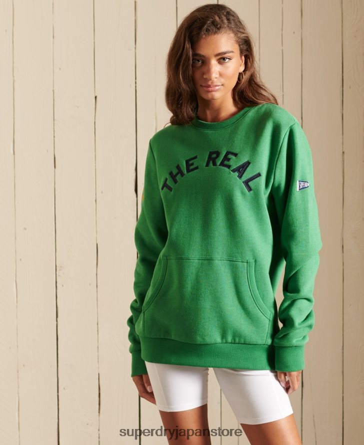 オーバーサイズのヴィンテージロゴソースクルースウェットシャツ 女性 Superdry 衣類 緑 2J62PZ6142