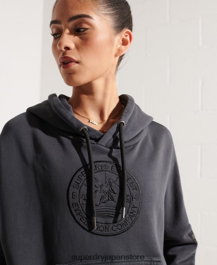 エクスペディショングラフィック クロップパーカー 女性 Superdry 衣類 黒 2J62PZ6144