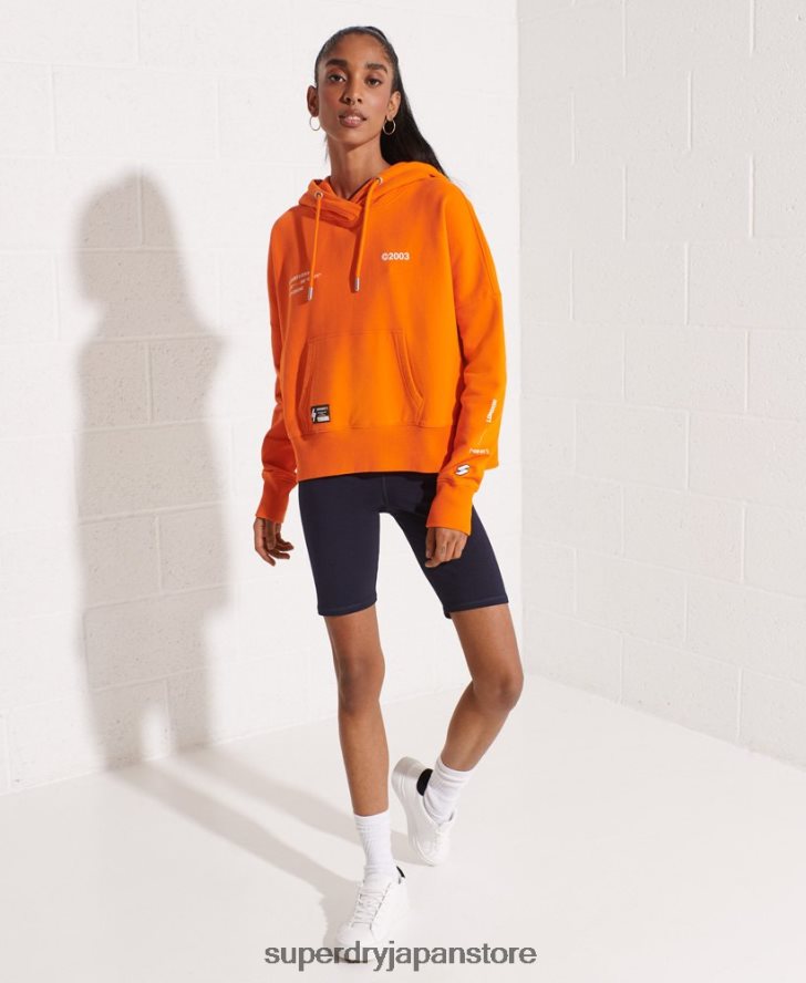 協力ロゴクロップパーカー 女性 Superdry 衣類 オレンジ 2J62PZ6145
