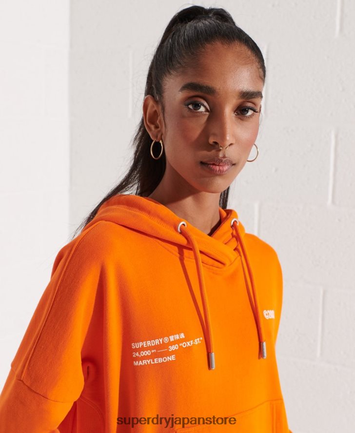 協力ロゴクロップパーカー 女性 Superdry 衣類 オレンジ 2J62PZ6145