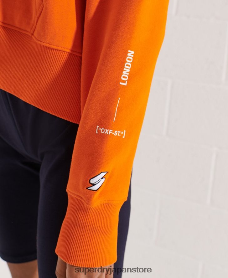 協力ロゴクロップパーカー 女性 Superdry 衣類 オレンジ 2J62PZ6145