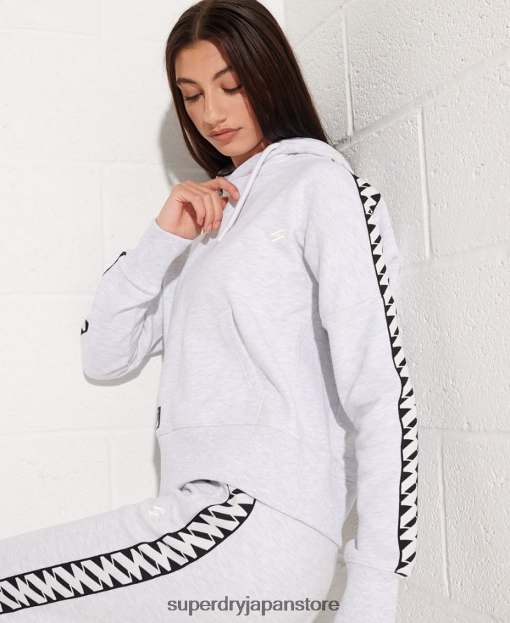 コードロゴテープクロップパーカー 女性 Superdry 衣類 ライトグレー 2J62PZ6147