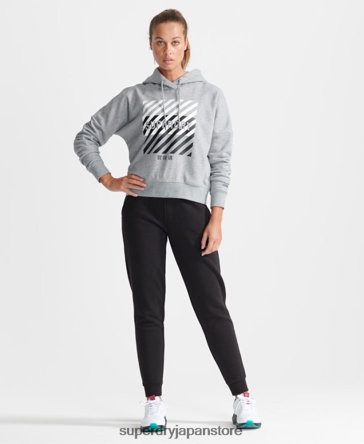 トレーニングコアスポーツクロップパーカー 女性 Superdry 衣類 グレー 2J62PZ6149