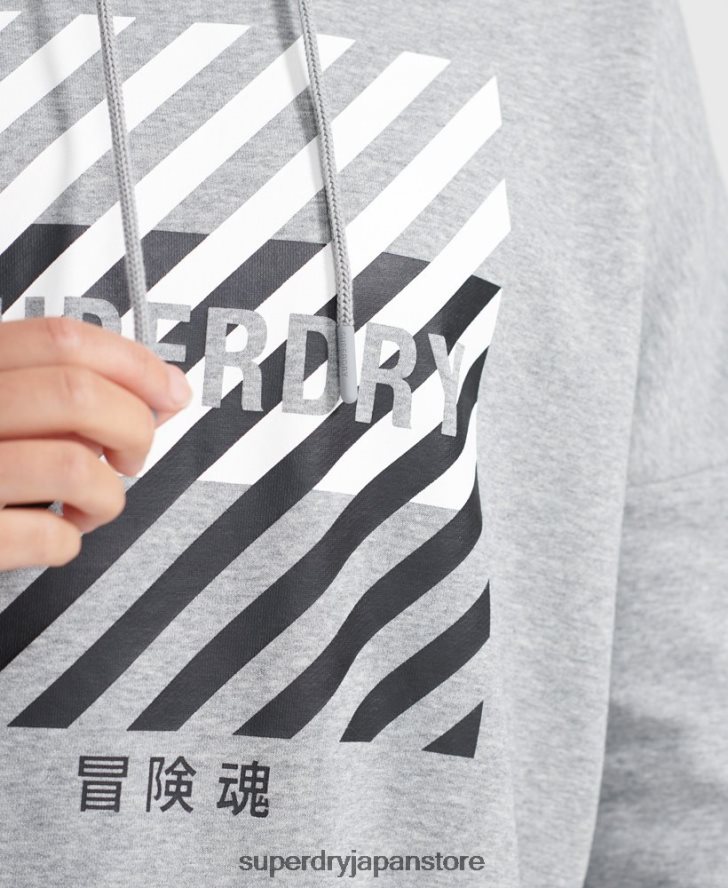 トレーニングコアスポーツクロップパーカー 女性 Superdry 衣類 グレー 2J62PZ6149