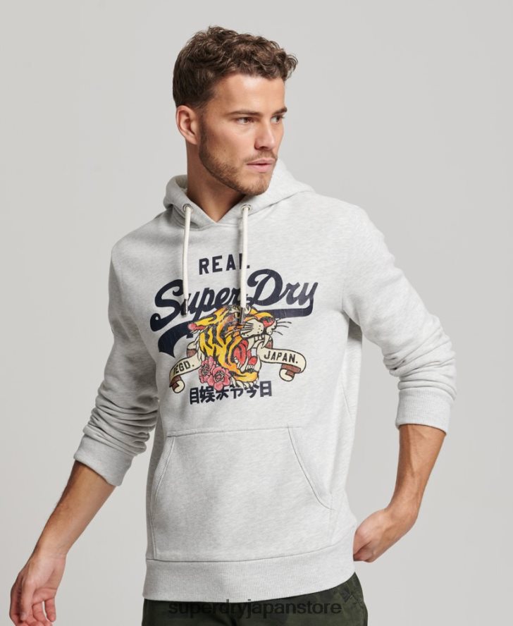 ヴィンテージロゴナラティブパーカー 男性 Superdry 衣類 ライトグレー 2J62PZ615