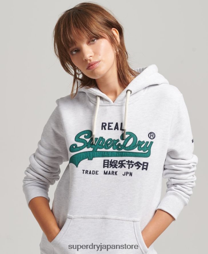 ヴィンテージロゴ ヘリテージパーカー 女性 Superdry 衣類 ライトグレー 2J62PZ6152