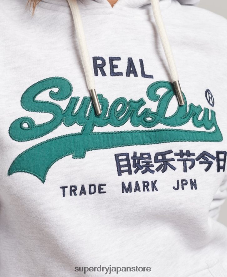 ヴィンテージロゴ ヘリテージパーカー 女性 Superdry 衣類 ライトグレー 2J62PZ6152