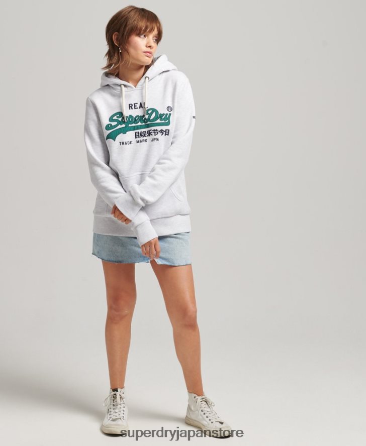 ヴィンテージロゴ ヘリテージパーカー 女性 Superdry 衣類 ライトグレー 2J62PZ6152