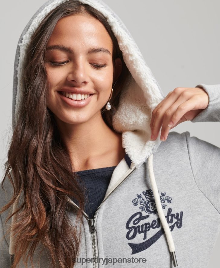 プライドアンドクラフトジップパーカー 女性 Superdry 衣類 グレー 2J62PZ6154