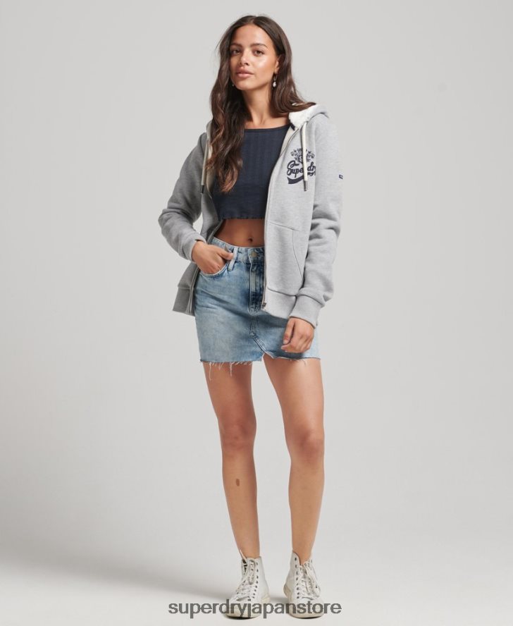 プライドアンドクラフトジップパーカー 女性 Superdry 衣類 グレー 2J62PZ6154