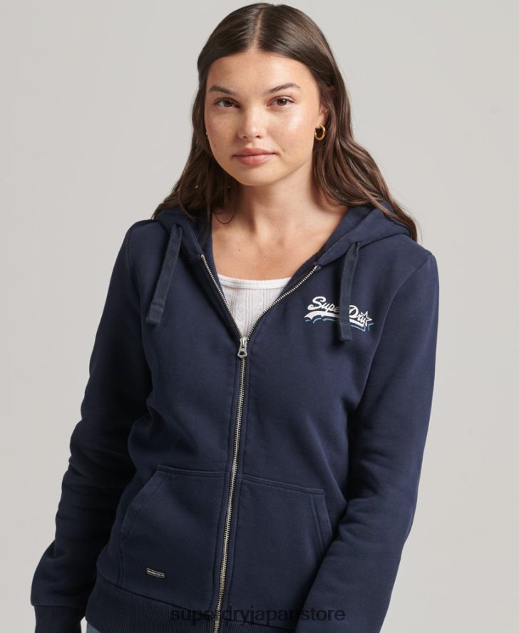 ヴィンテージロゴレインボージップパーカー 女性 Superdry 衣類 海軍 2J62PZ6155