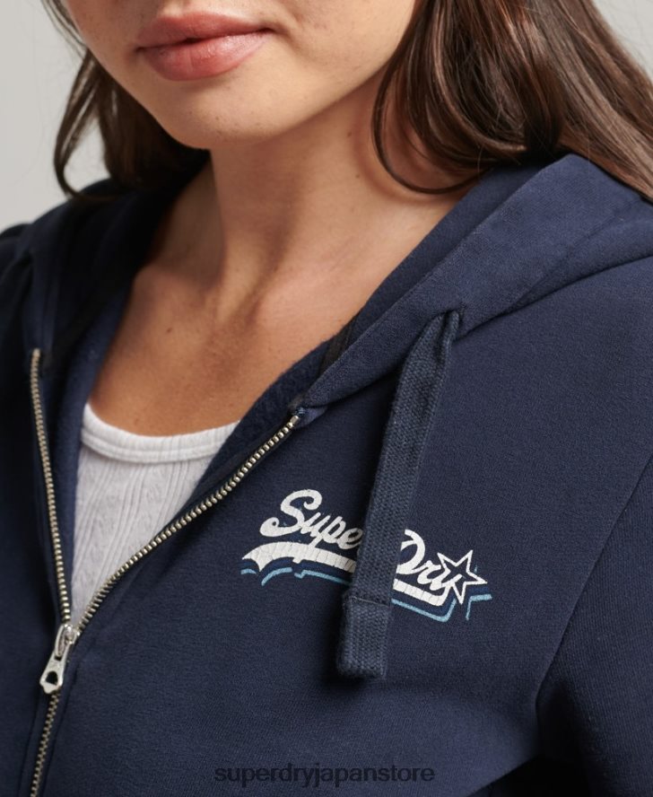 ヴィンテージロゴレインボージップパーカー 女性 Superdry 衣類 海軍 2J62PZ6155