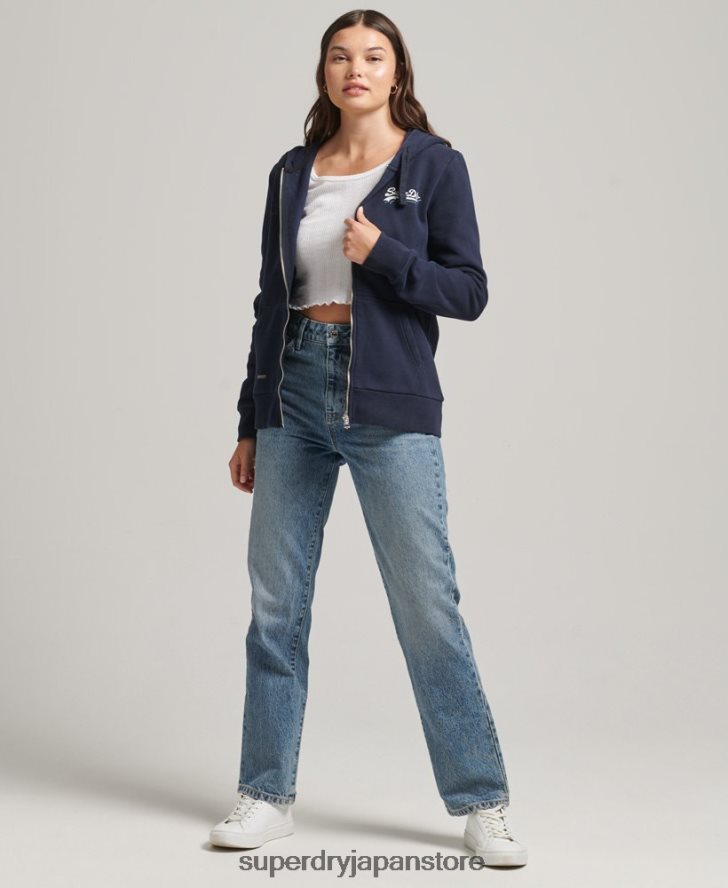 ヴィンテージロゴレインボージップパーカー 女性 Superdry 衣類 海軍 2J62PZ6155