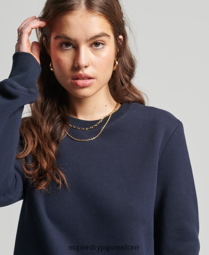 オーガニックコットン ヴィンテージ クルースウェットシャツ 女性 Superdry 衣類 海軍 2J62PZ6157