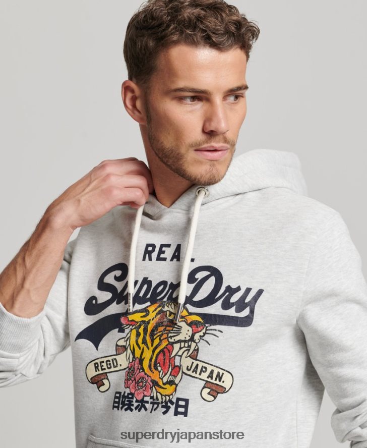 ヴィンテージロゴナラティブパーカー 男性 Superdry 衣類 ライトグレー 2J62PZ615