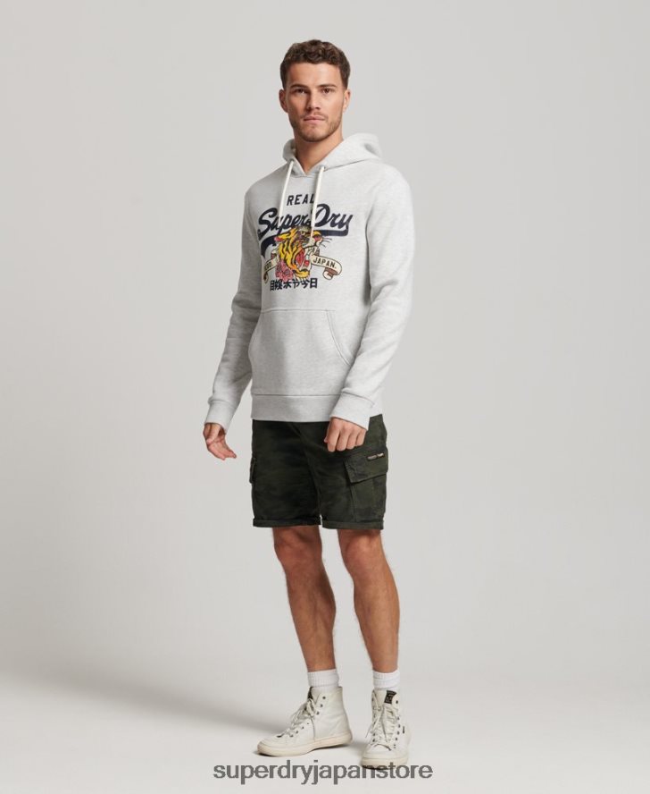 ヴィンテージロゴナラティブパーカー 男性 Superdry 衣類 ライトグレー 2J62PZ615