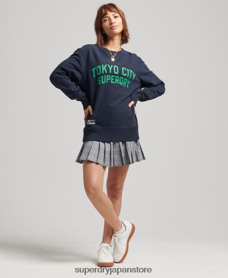 カレッジグラフィック オーバーサイズ クルースウェットシャツ 女性 Superdry 衣類 海軍 2J62PZ6161