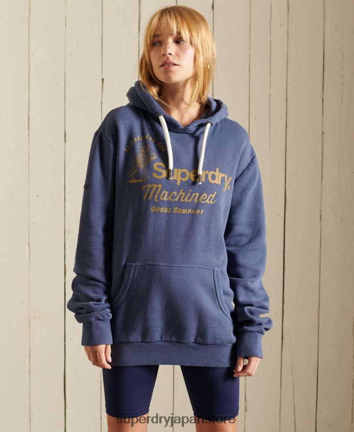 オーバーサイズ コア ロゴ アメリカン クラシック パーカー 女性 Superdry 衣類 海軍 2J62PZ6164