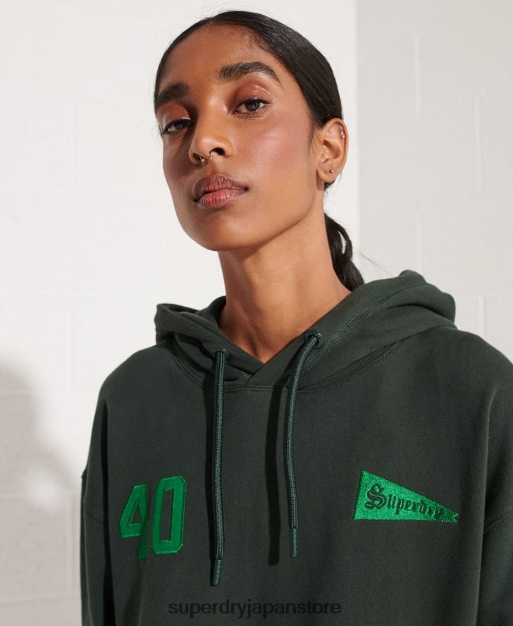 カレッジグラフィック クロップパーカー 女性 Superdry 衣類 緑 2J62PZ6168