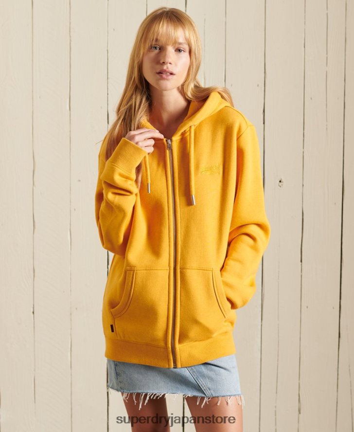 ルーズフィットのヴィンテージロゴ刺繍ジップパーカー 女性 Superdry 衣類 黄色 2J62PZ6172