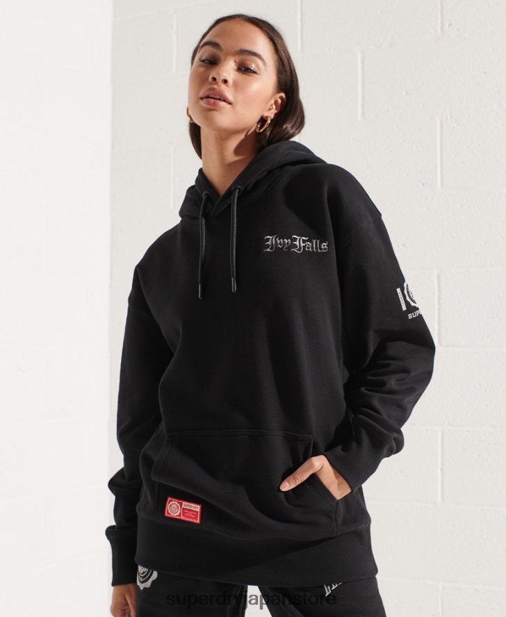カレッジグラフィック クロップパーカー 女性 Superdry 衣類 黒 2J62PZ6173