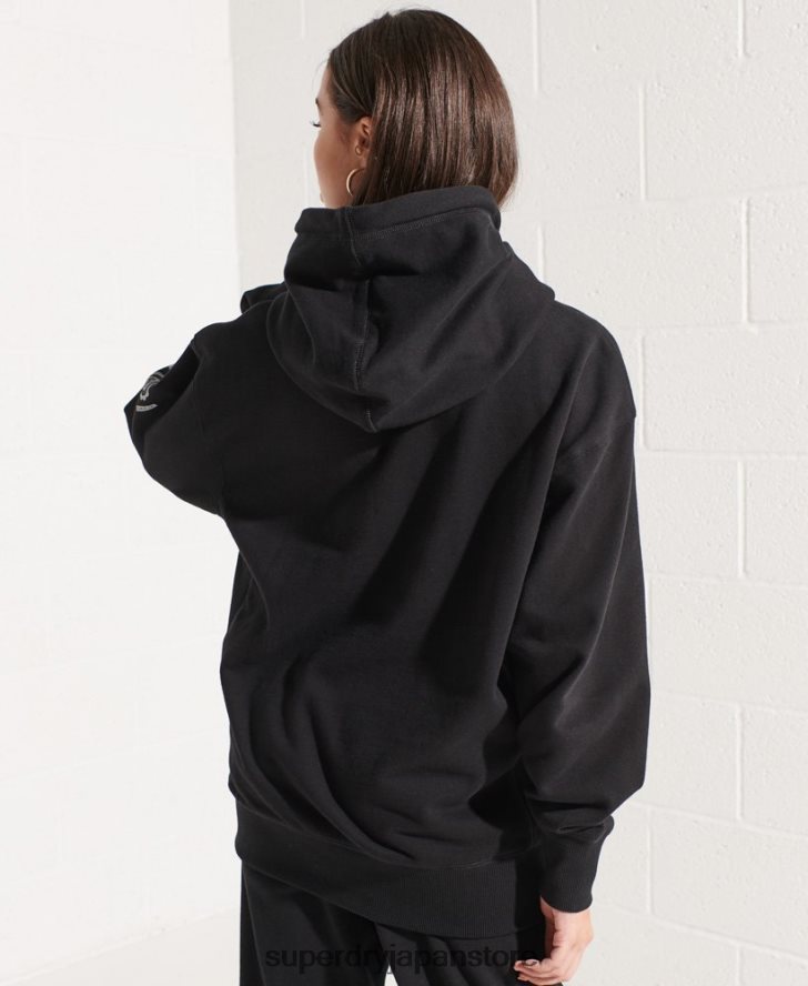 カレッジグラフィック クロップパーカー 女性 Superdry 衣類 黒 2J62PZ6173