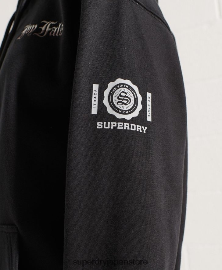 カレッジグラフィック クロップパーカー 女性 Superdry 衣類 黒 2J62PZ6173