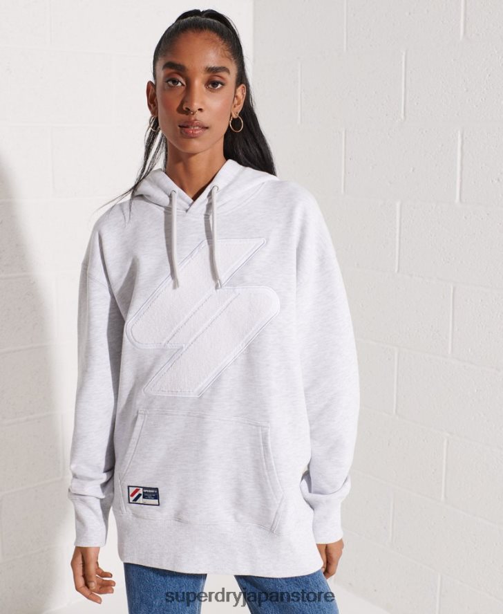 コードロゴ シェニール オーバーサイズ パーカー 女性 Superdry 衣類 ライトグレー 2J62PZ6174