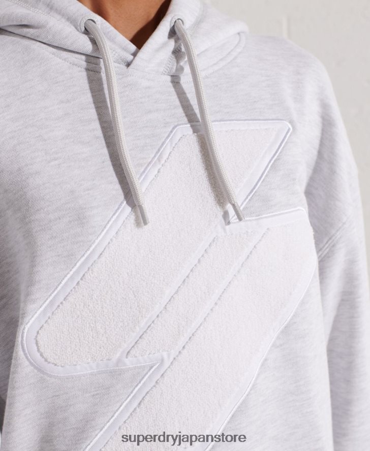 コードロゴ シェニール オーバーサイズ パーカー 女性 Superdry 衣類 ライトグレー 2J62PZ6174