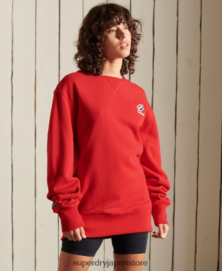 コードエッセンシャルルーズクルースウェットシャツ 女性 Superdry 衣類 赤 2J62PZ6176