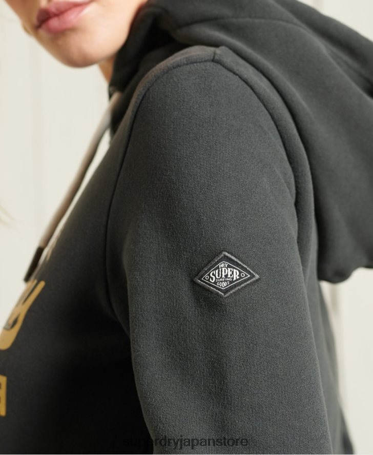 ヴィンテージロゴループバックパーカー 女性 Superdry 衣類 濃い灰色 2J62PZ6178