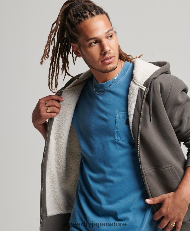 エッセンシャルボーグ裏地付きジップパーカー 男性 Superdry 衣類 濃い灰色 2J62PZ618
