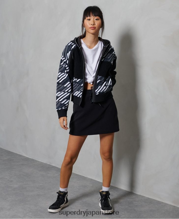 スポーツスタイル エナジー リブ シェルパ ジップ パーカー 女性 Superdry 衣類 黒 2J62PZ6181